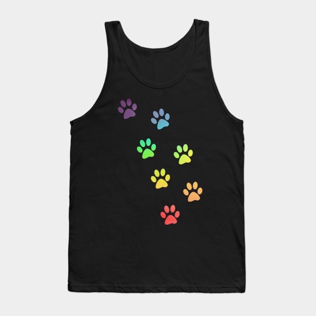 Rainbow Watercolour Paw Prints Tank Top by alisadesigns